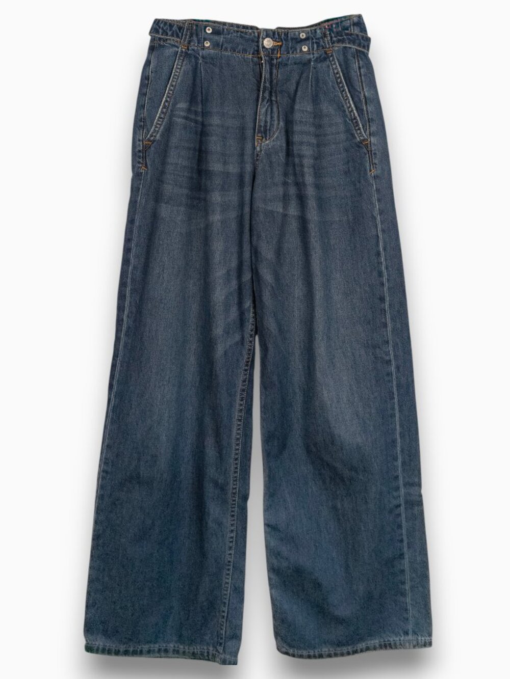 Pilcro Pleated Wide-Leg Jean Anthro Size 26 EUC Dark Denim
